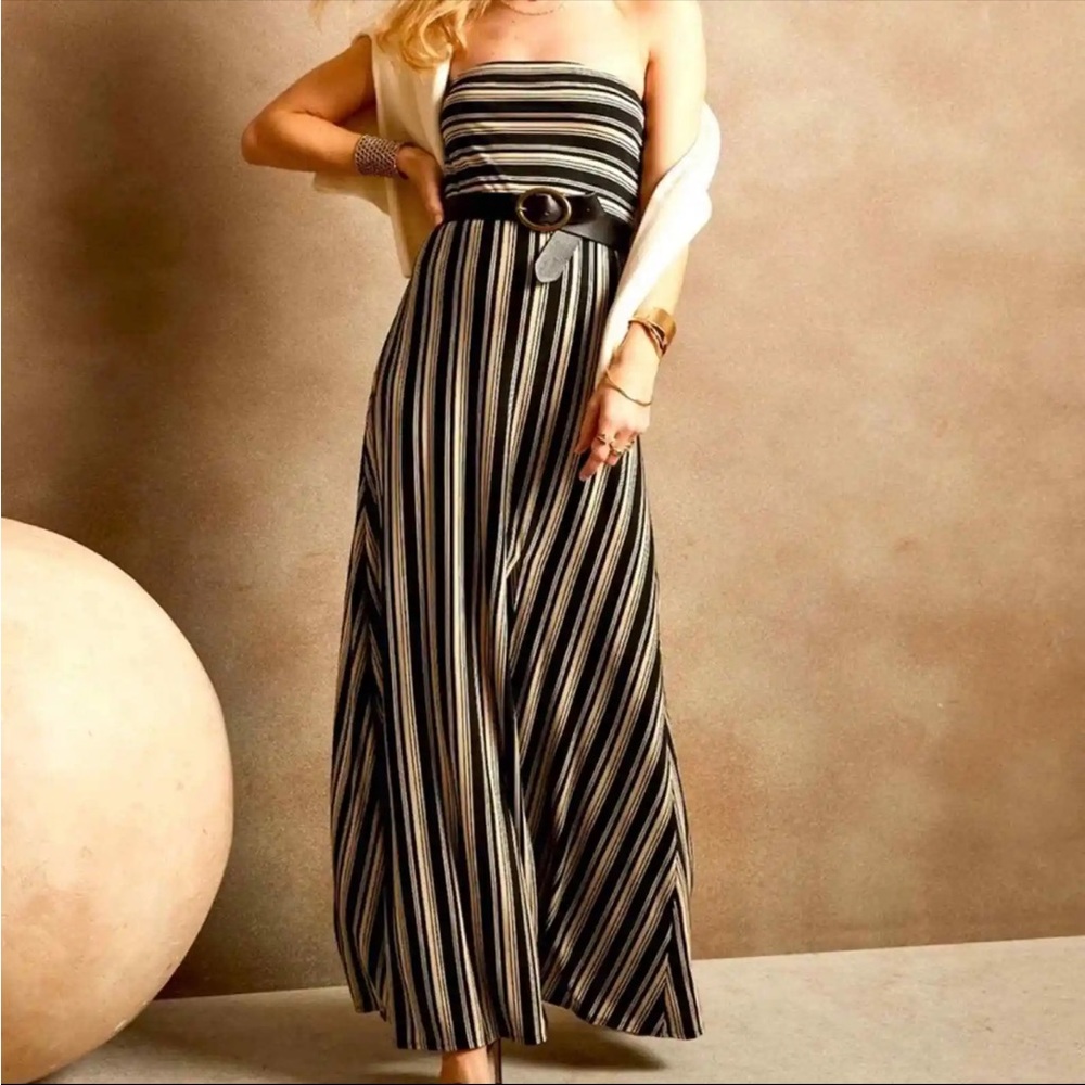 Banana Republic black and tan maxi strapless dress - XS